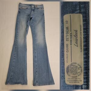 Diesel Jeans Womens W26 L32 Light Wash Lowleeh Slim Bootcut Low Waist 90's Y2K
